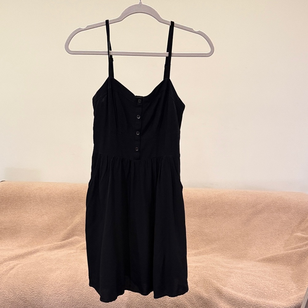 Express Black Mini Dress with Button Detail
